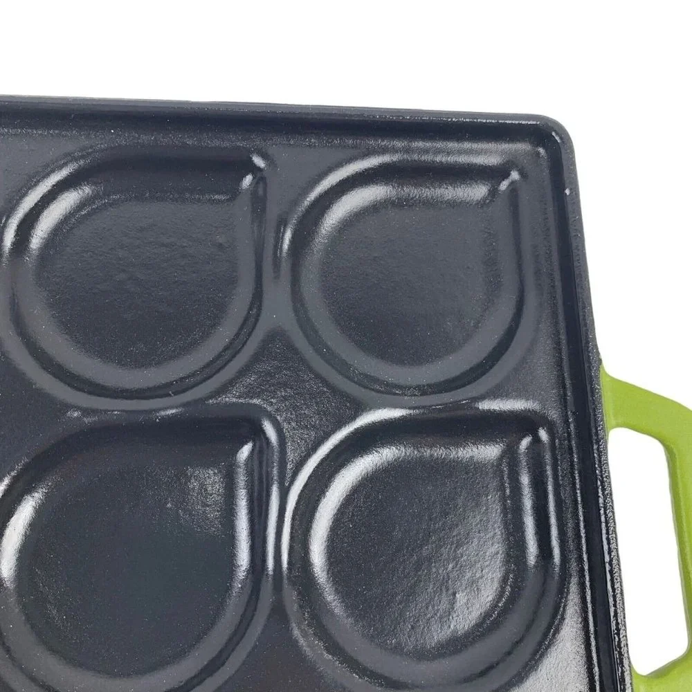 Zakarian Cast Iron Seafood Pan Non Stick Green Heavy Oven Safe With Handles